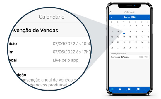 Funcionalidade do App de Comunicação Interna: Calendário